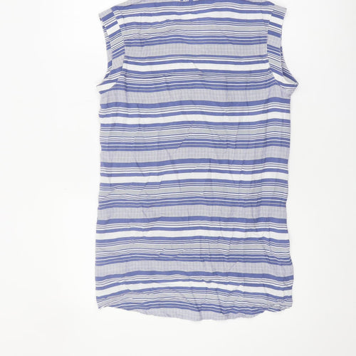 Next Women's Blue Striped Blouse Size 8 Sleeveless V-Neck