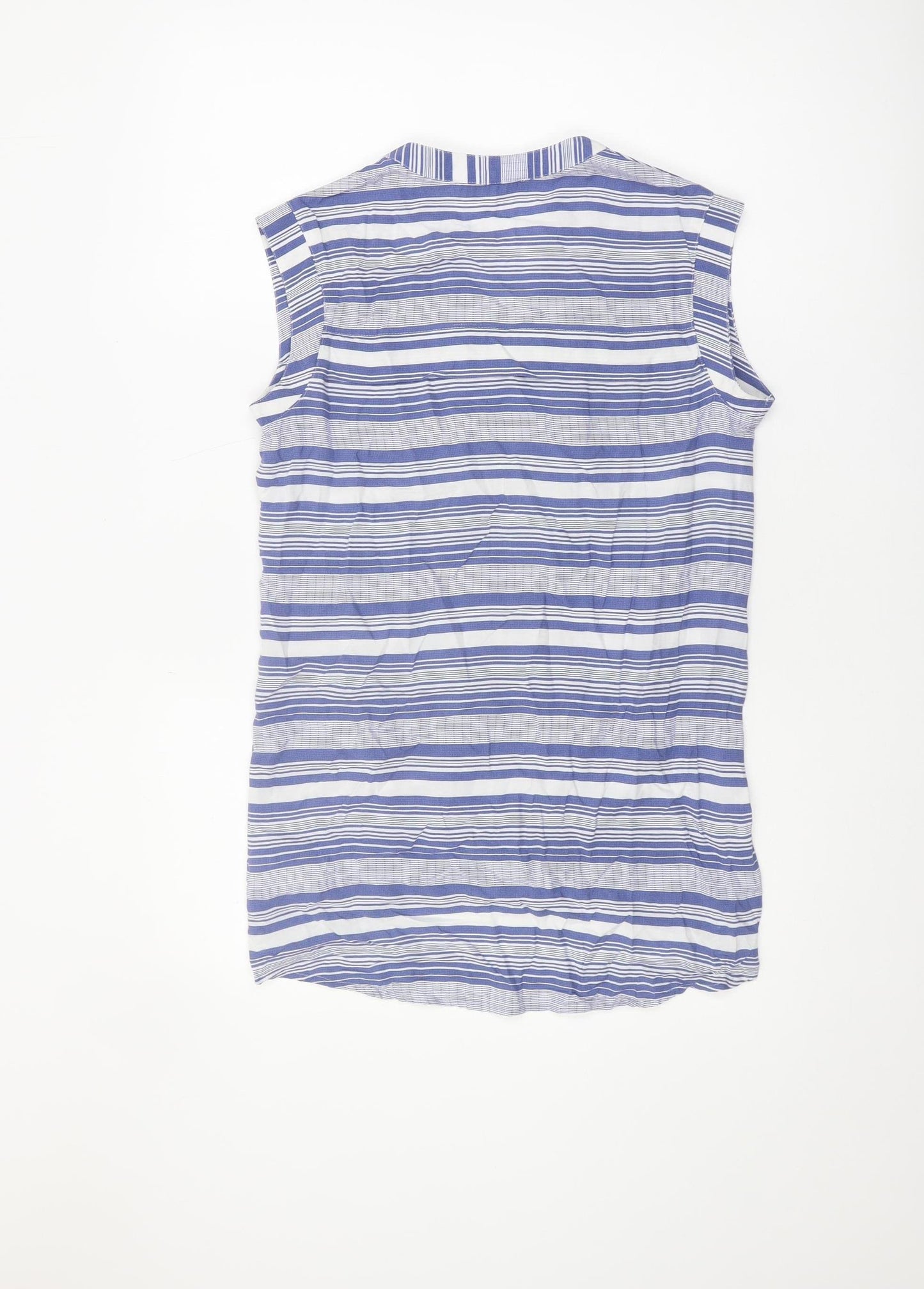 Next Women's Blue Striped Blouse Size 8 Sleeveless V-Neck