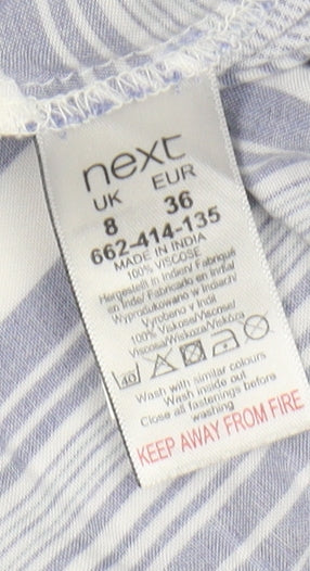 Next Women's Blue Striped Blouse Size 8 Sleeveless V-Neck