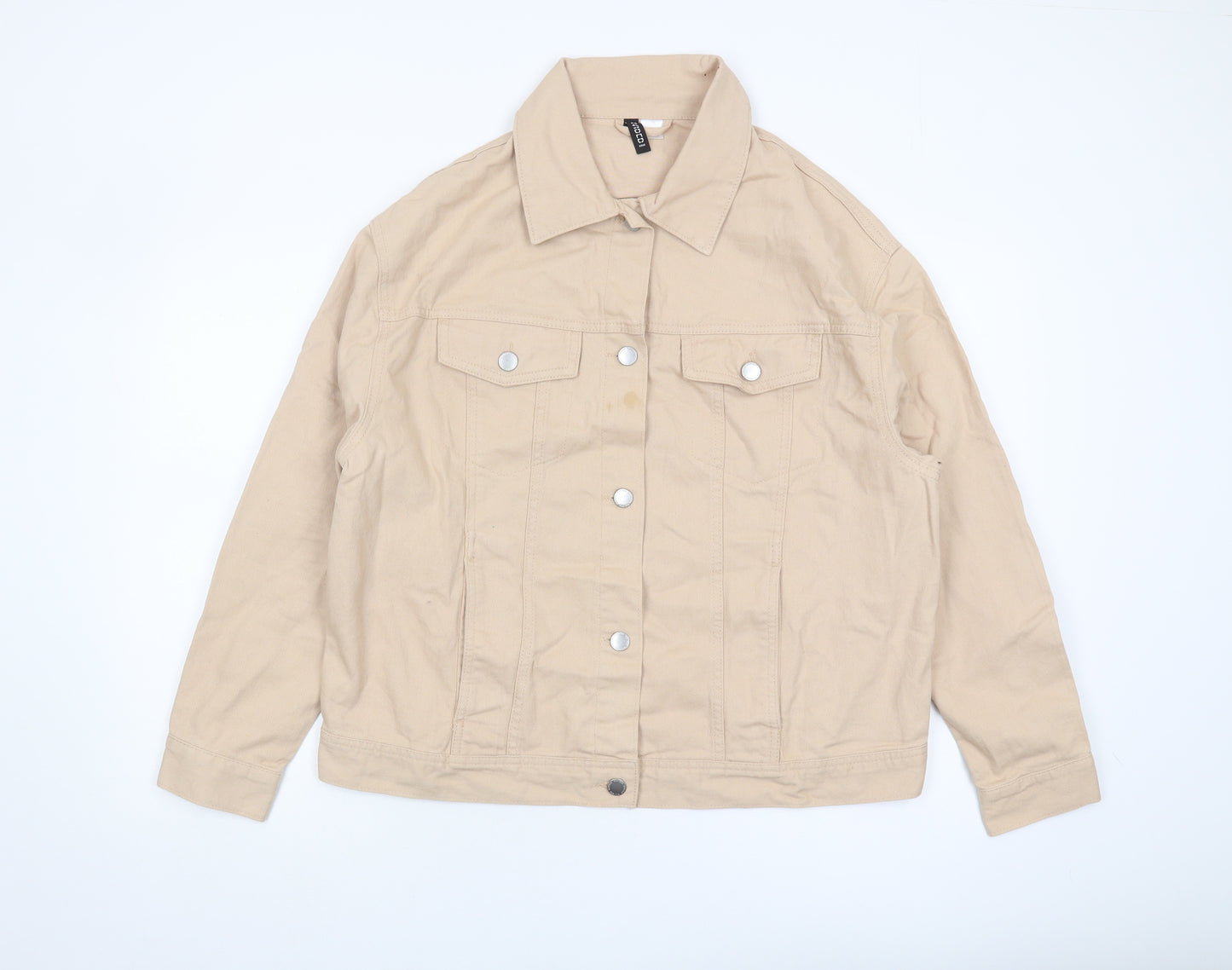H&M Women's Beige Cotton Jacket L Casual