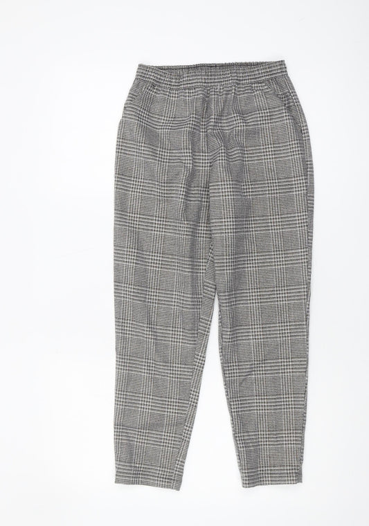 Next Girls Grey Check Trousers, Size 10 Years, Elastic Waist