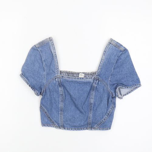 River Island Girls Blue Cropped Denim Top - Size 12 Years