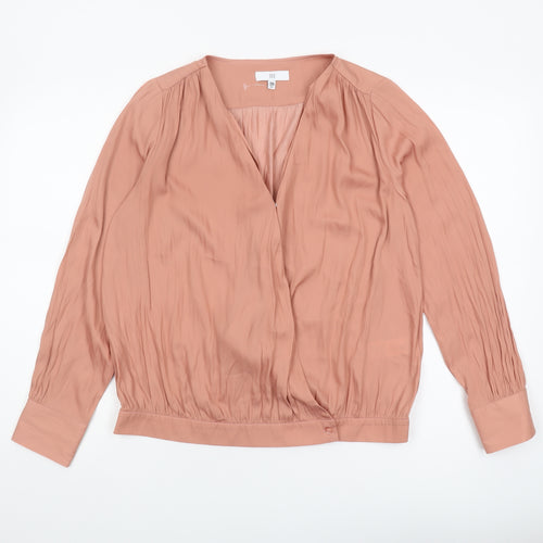 La Redoute Women's Pink Wrap Blouse Size 10