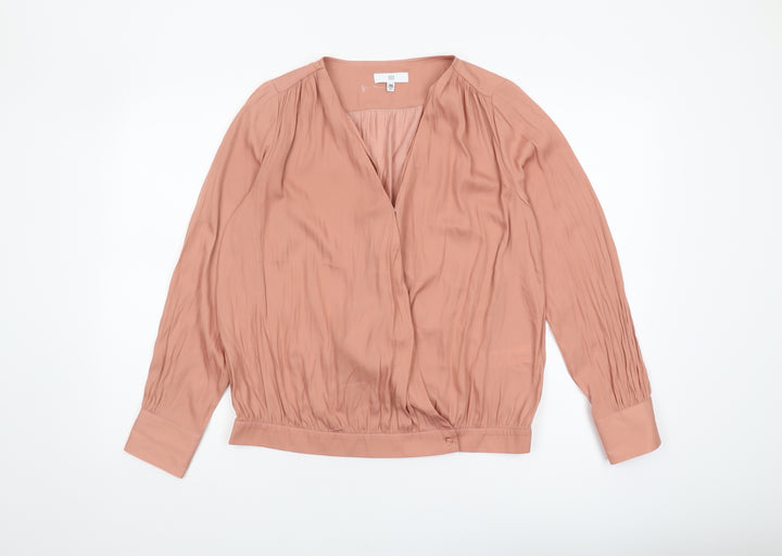 La Redoute Women's Pink Wrap Blouse Size 10
