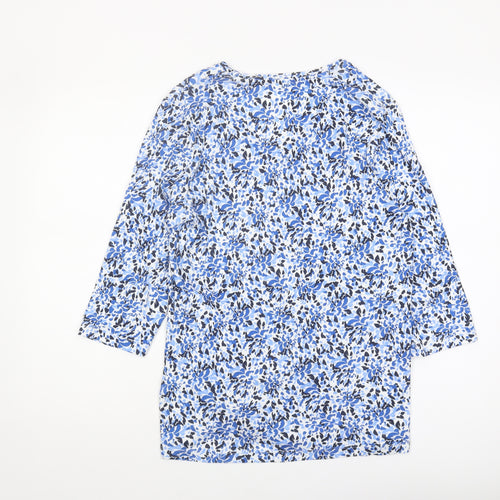 Olsen Women's Blue Floral V-Neck T-Shirt Size 14