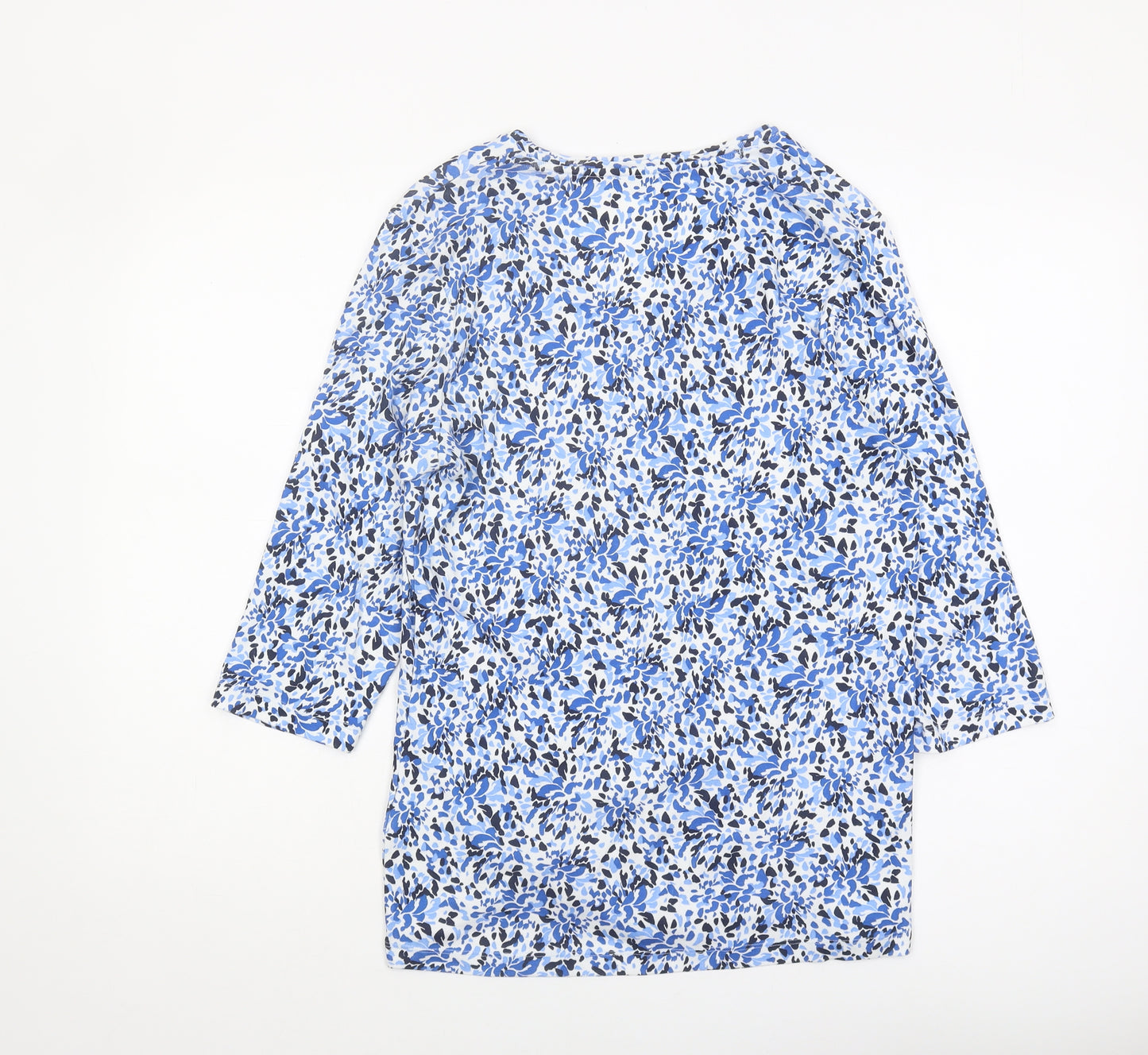 Olsen Women's Blue Floral V-Neck T-Shirt Size 14