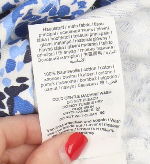 Olsen Women's Blue Floral V-Neck T-Shirt Size 14