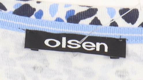 Olsen Women's Blue Floral V-Neck T-Shirt Size 14