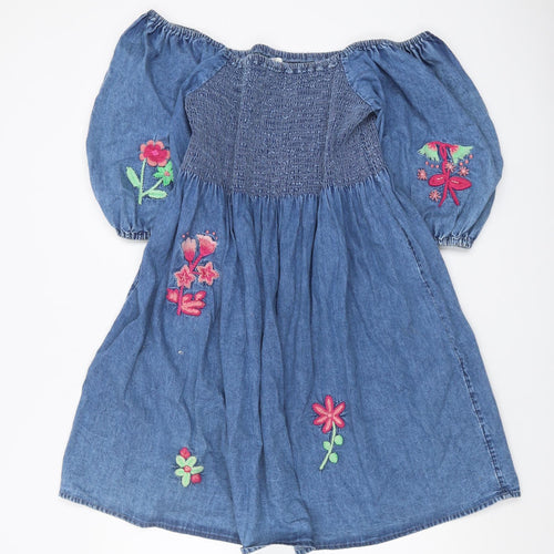 Next Girls Blue Off the Shoulder Embroidered Dress 15 Years