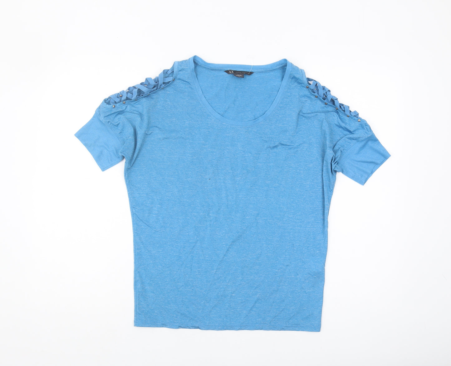 Armani Exchange Women's Blue Scoop Neck T-Shirt M