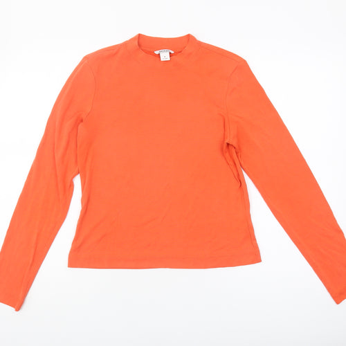 Monki Women's Orange Long Sleeve Mock Neck T-Shirt