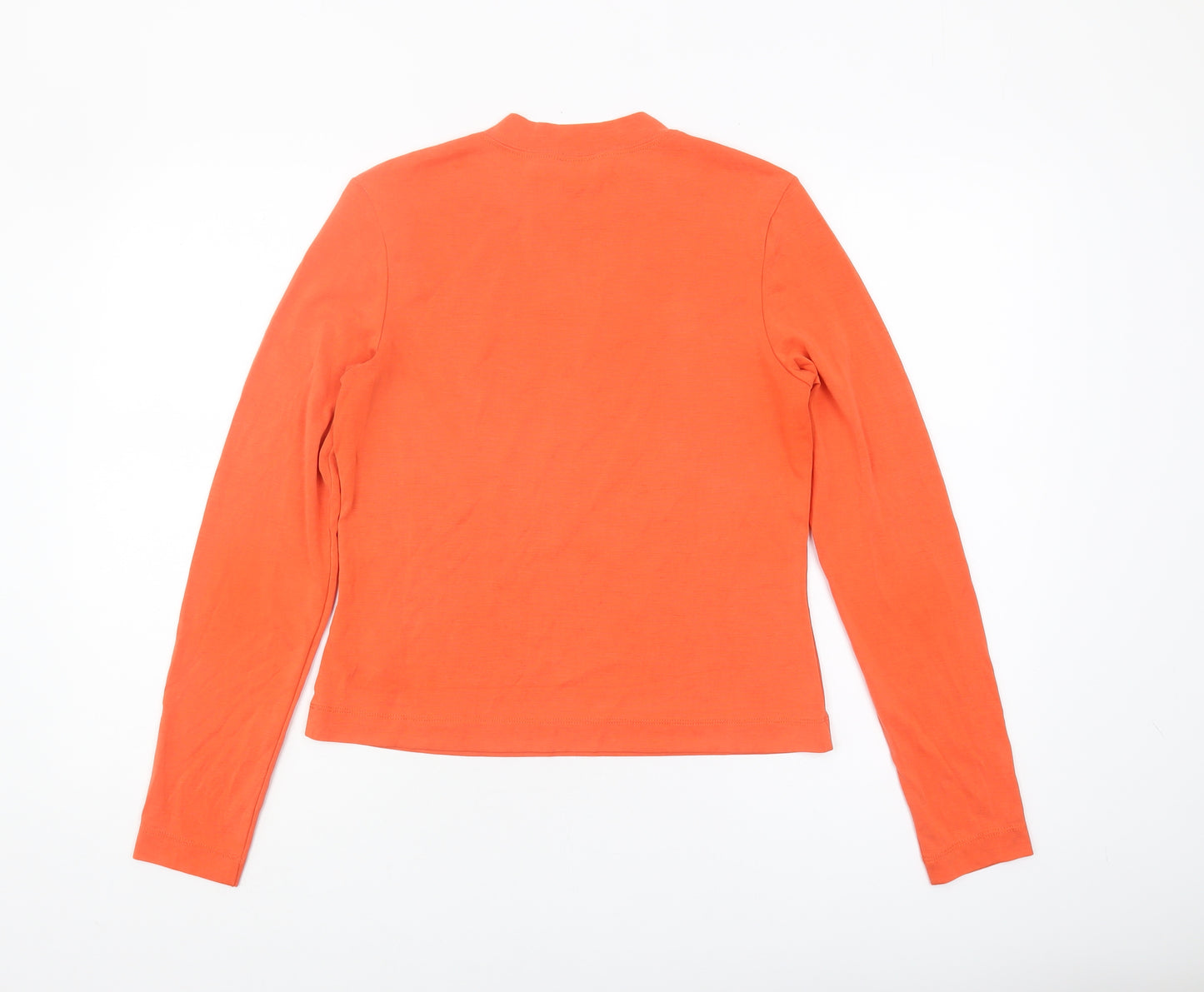 Monki Women's Orange Long Sleeve Mock Neck T-Shirt