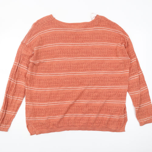 Fat Face Women’s Orange Striped Knit Jumper Size 16