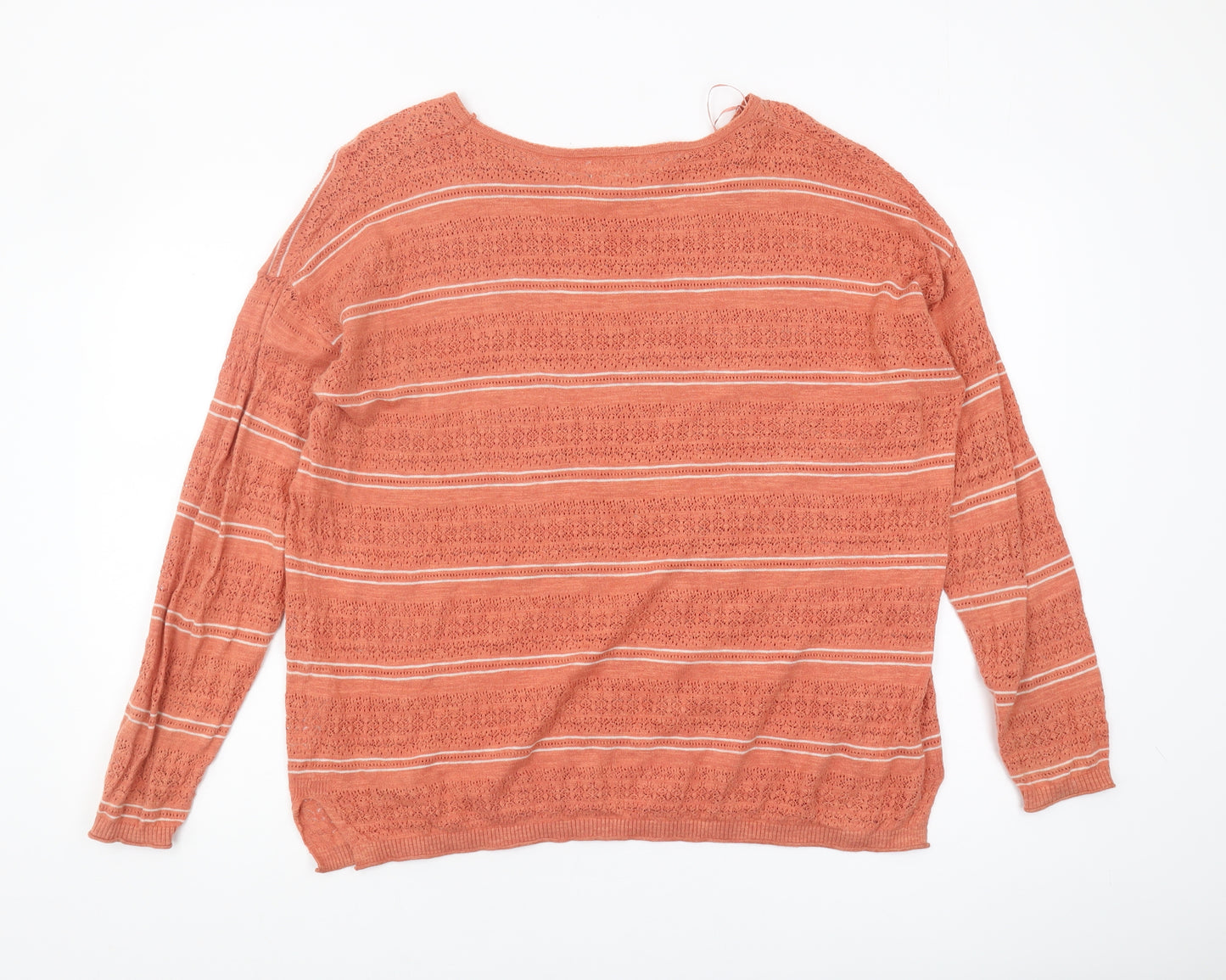 Fat Face Women’s Orange Striped Knit Jumper Size 16