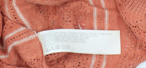 Fat Face Women’s Orange Striped Knit Jumper Size 16