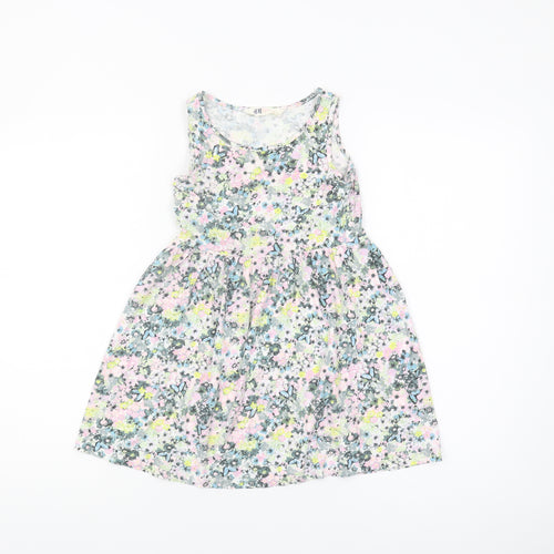 H&M Girls Multicoloured Floral A-Line Dress, Size 7-8Y