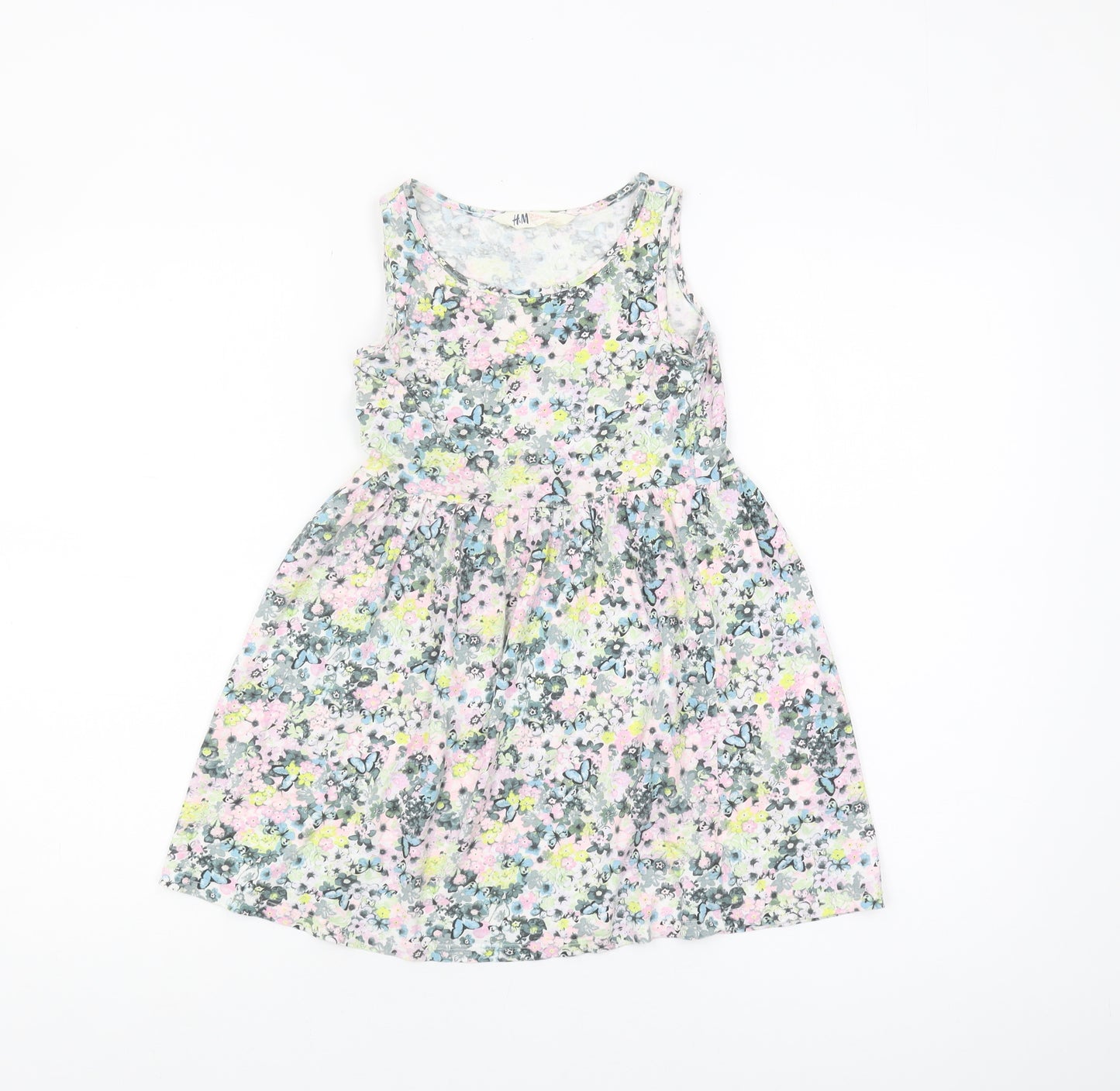 H&M Girls Multicoloured Floral A-Line Dress, Size 7-8Y