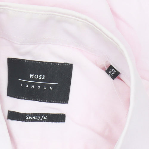 Moss London Men's Pink Slim Fit Button-Up Shirt 42