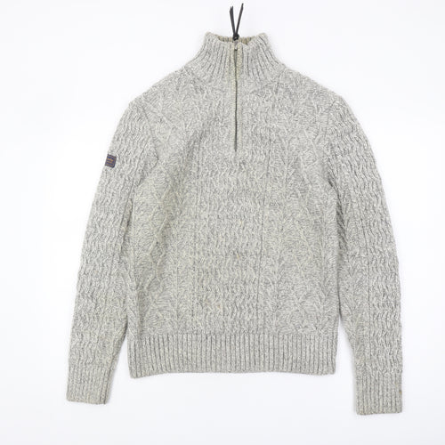Superdry Men's Grey Cable-Knit Pullover Jumper M