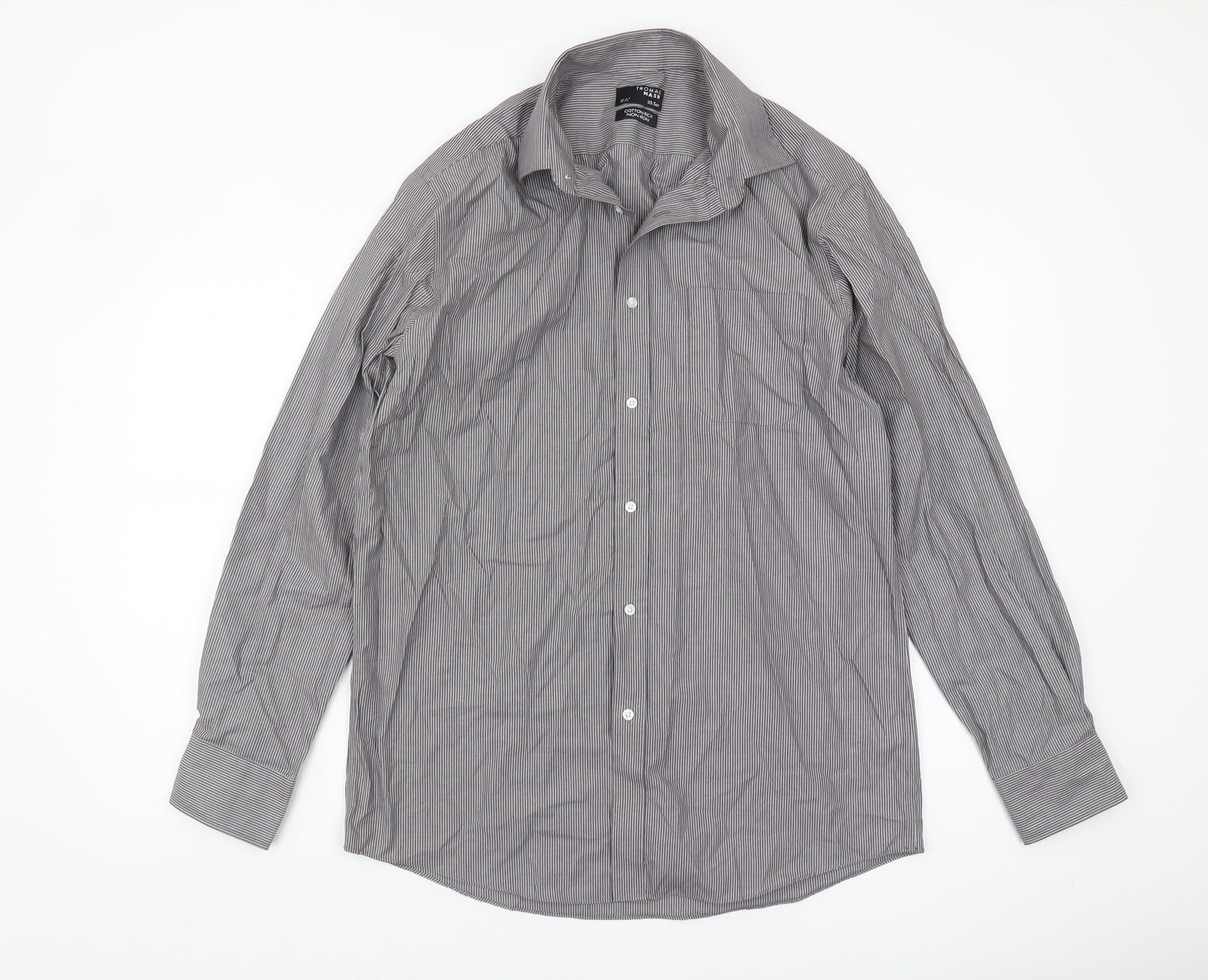 Thomas Nash Men's Grey Striped Casual Shirt 15.5