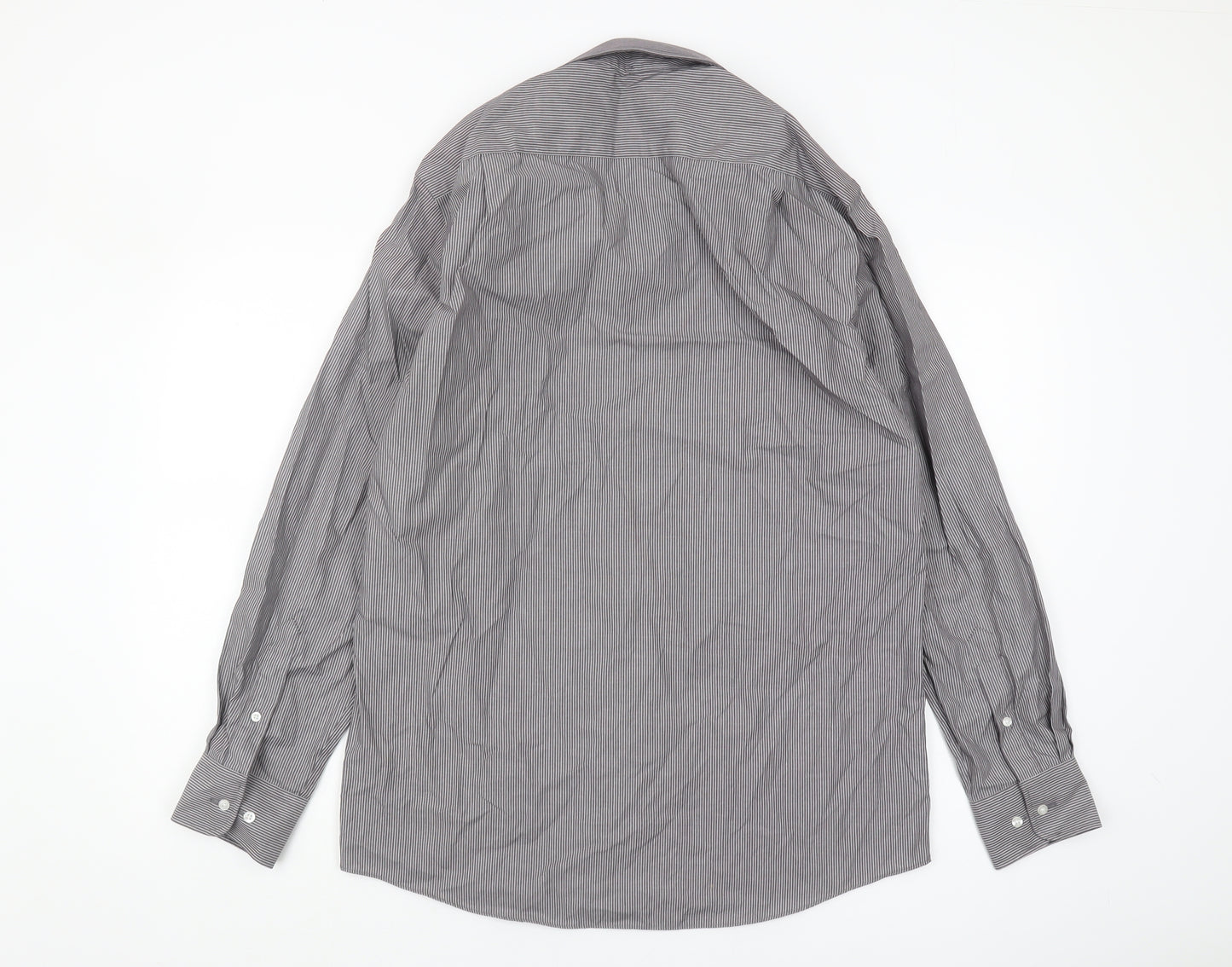 Thomas Nash Men's Grey Striped Casual Shirt 15.5