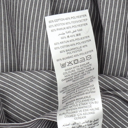 Thomas Nash Men's Grey Striped Casual Shirt 15.5
