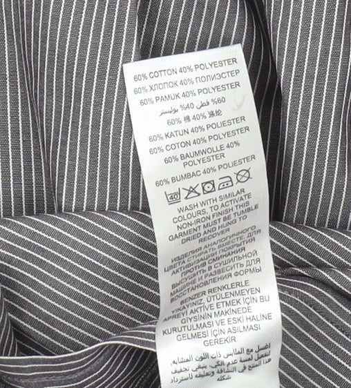 Thomas Nash Men's Grey Striped Casual Shirt 15.5