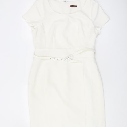 Savoir Women's Ivory Belted Sheath Dress - Size 14