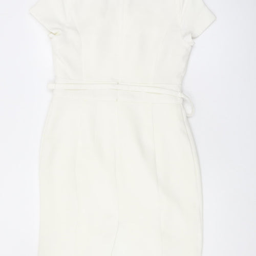Savoir Women's Ivory Belted Sheath Dress - Size 14