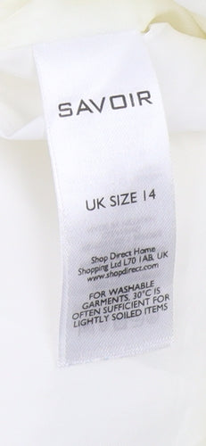 Savoir Women's Ivory Belted Sheath Dress - Size 14