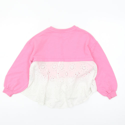 River Island Girls Pink Rhinestone Sweatshirt 7-8Y Casual Pullover