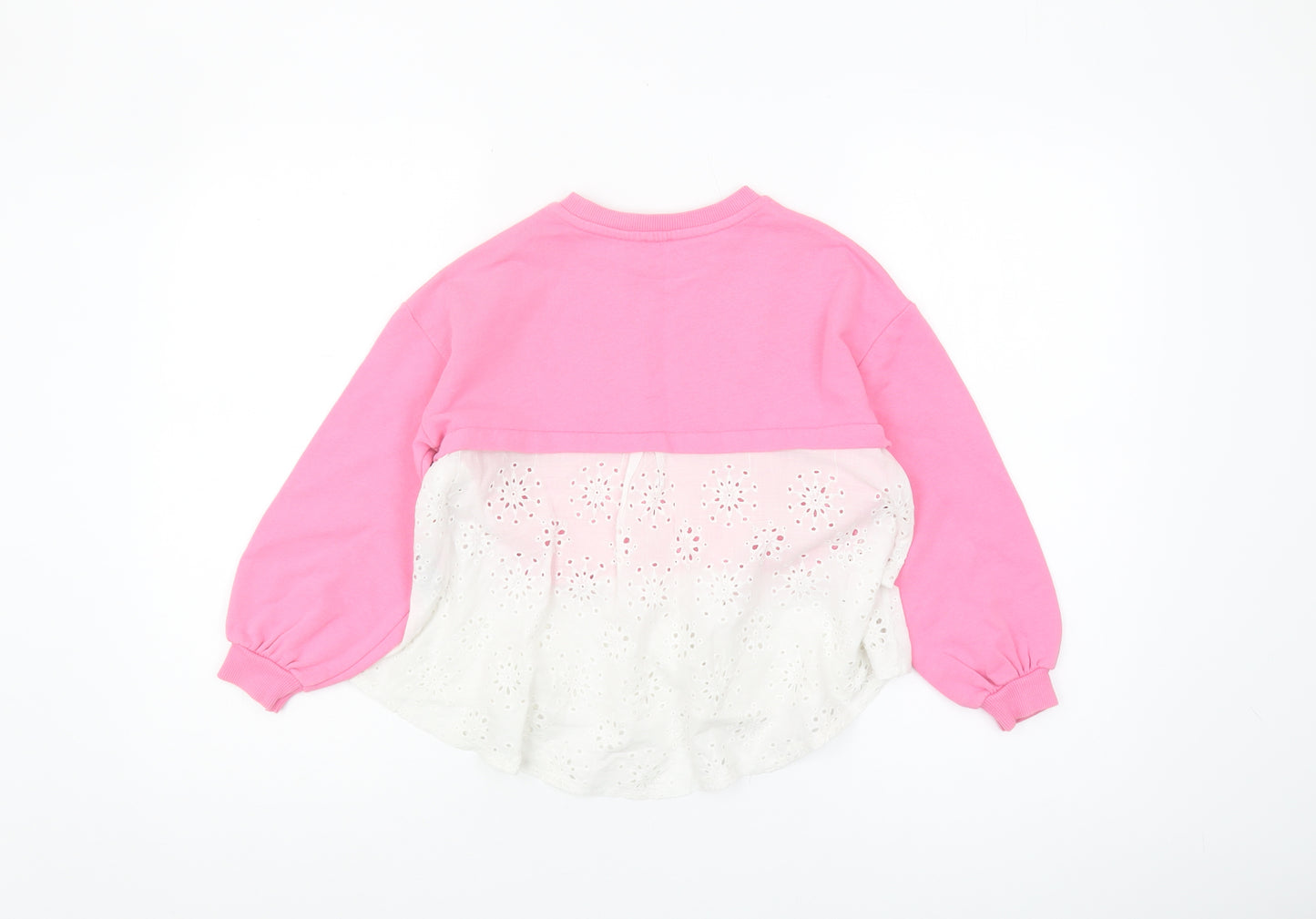 River Island Girls Pink Rhinestone Sweatshirt 7-8Y Casual Pullover