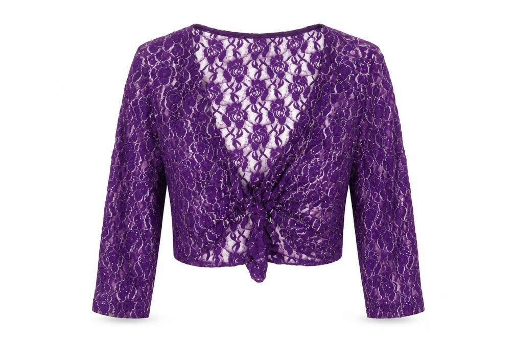 Front view of Marks & Spencer Women's Purple Lace Wrap Blouse, size 14