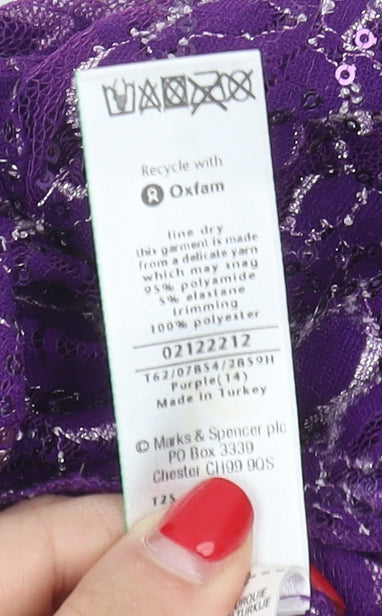 Marks and Spencer Women's Purple Lace Wrap Blouse Size 14