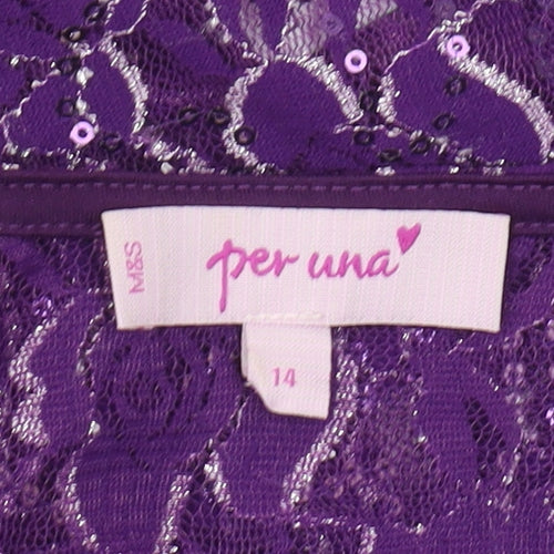 Marks and Spencer Women's Purple Lace Wrap Blouse Size 14