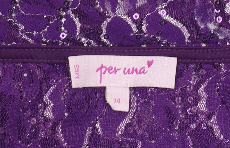 Marks and Spencer Women's Purple Lace Wrap Blouse Size 14