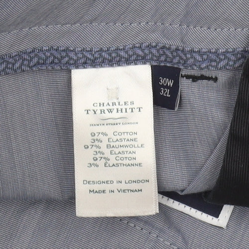 Charles Tyrwhitt Men's Black Slim Chino Trousers 30W