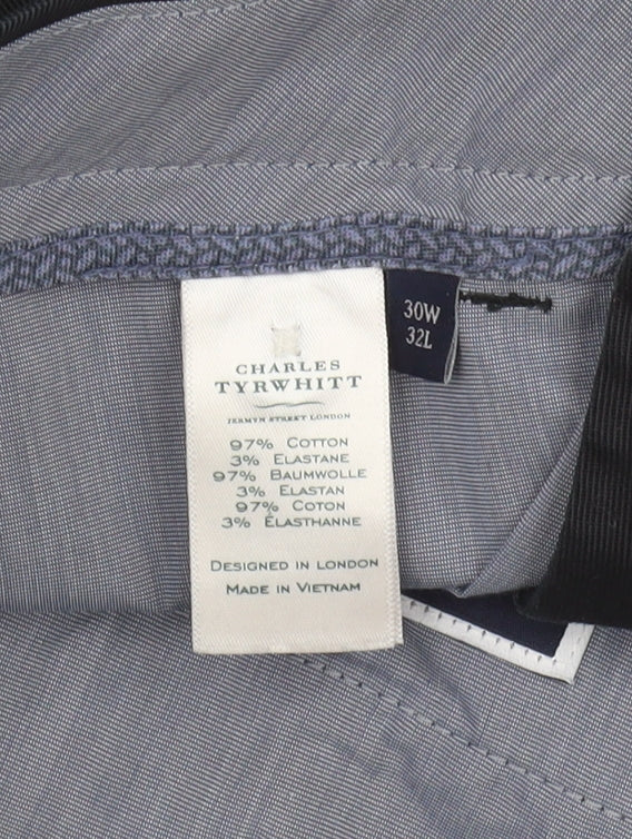Charles Tyrwhitt Men's Black Slim Chino Trousers 30W
