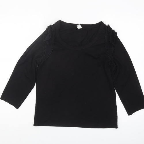 River Island Women's Black Ruffle T-Shirt, Size 12
