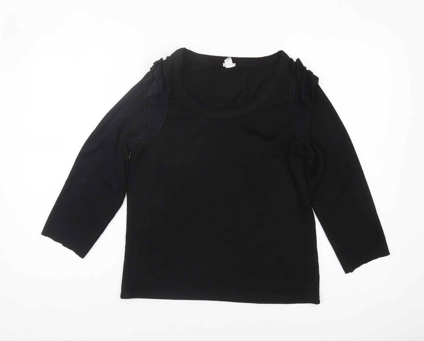 River Island Women's Black Ruffle T-Shirt, Size 12