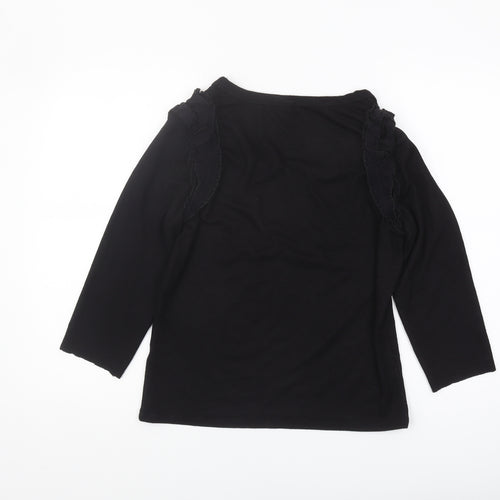 River Island Women's Black Ruffle T-Shirt, Size 12