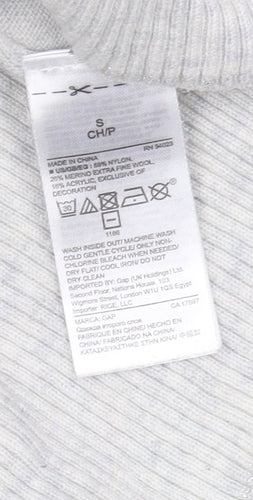 Gap Women's Grey Wool Jumper, Size S, Regular Fit