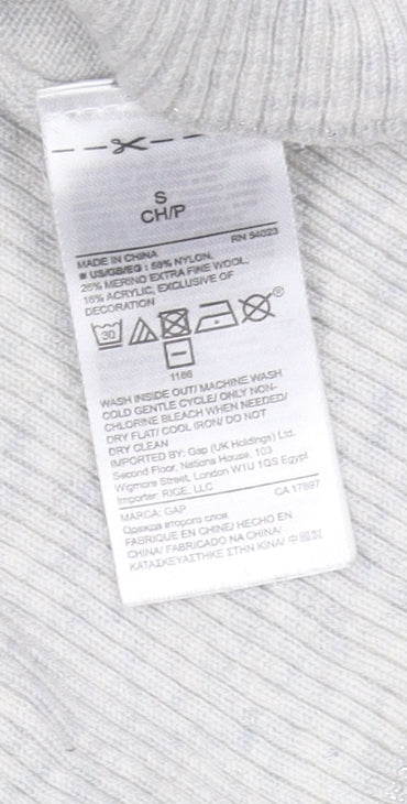 Gap Women's Grey Wool Jumper, Size S, Regular Fit