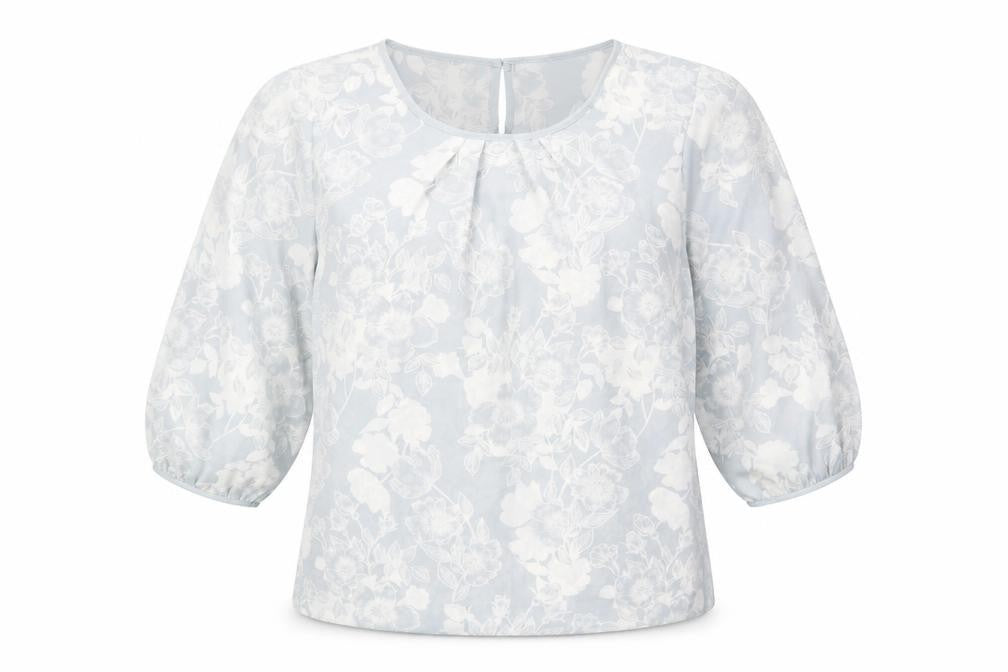 Front view of Bonmarché Women's White Floral Blouse, size 14