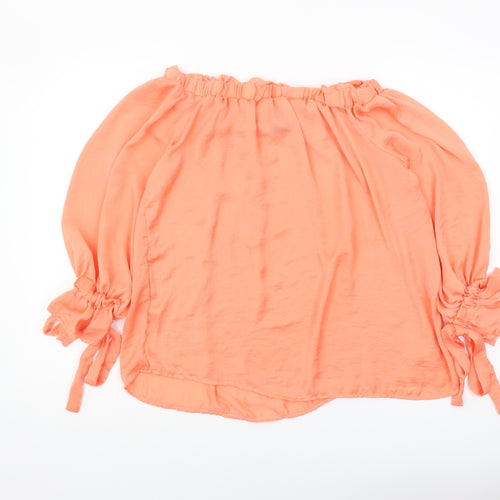 Izabel London Women’s Orange Off Shoulder Blouse UK 10
