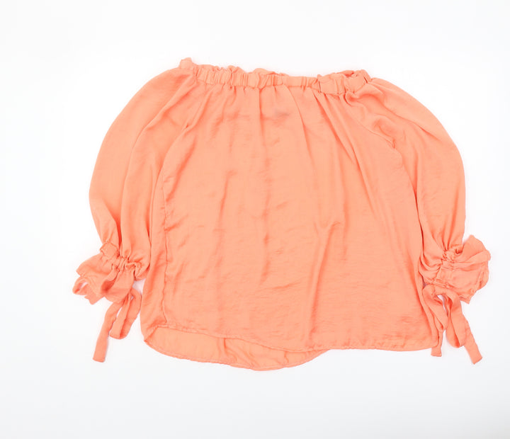 Izabel London Women’s Orange Off Shoulder Blouse UK 10