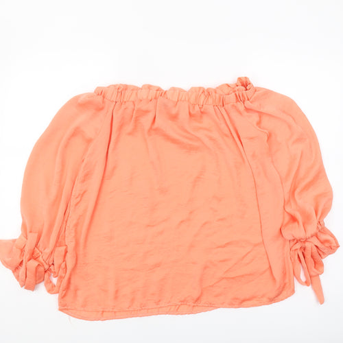 Izabel London Women’s Orange Off Shoulder Blouse UK 10