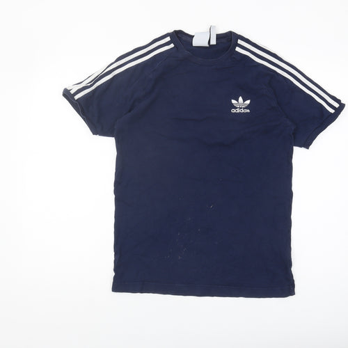 Adidas Men's Blue Small Crew Neck Logo T-Shirt
