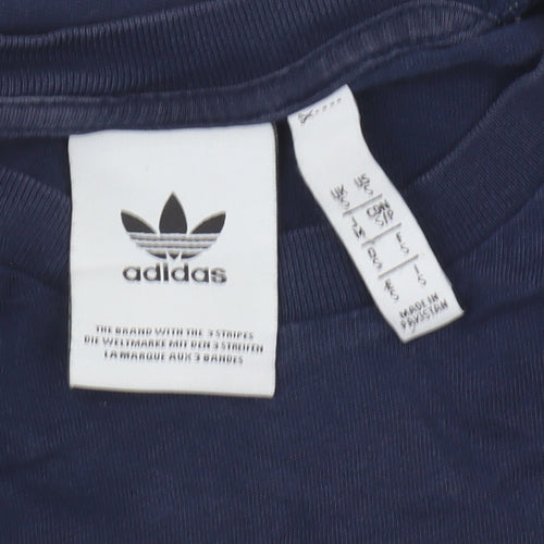 Adidas Men's Blue Small Crew Neck Logo T-Shirt