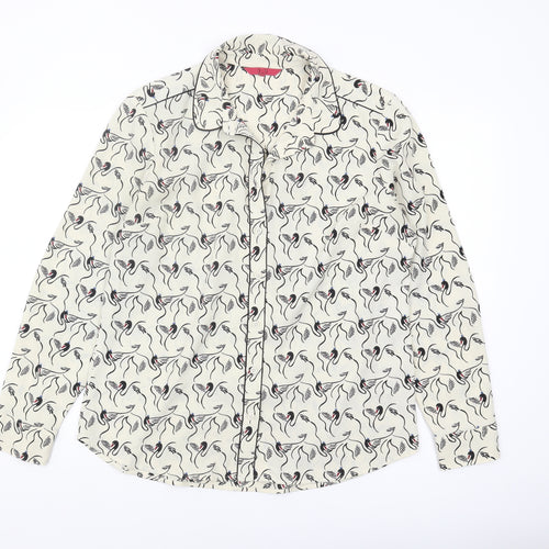 Next Women's White Animal Print Button-Up Shirt UK 14